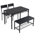 thumbnail image 7 of Hassch Set of 4 Dining Table Chairs, Kitchen Table with Bench and 2 Chairs, Breakfast Table Set with Storage Rack & Metal Frame for Small Space, Black, 7 of 7