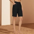 thumbnail image 7 of Only Moment Shorts for Women Trendy Bamboo Nodes Cotton Relaxed Fit Casual High Waist Pocketed Denim Shorts Gym Shorts Black,S, 7 of 7