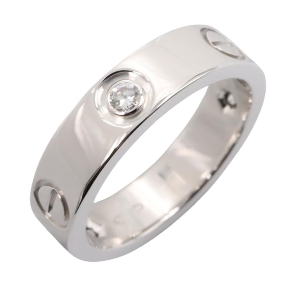 Pre-Owned Cartier Love Ring 3PD - 18K White Gold (18KWG) Diamond for Women Silver/Clear Tone