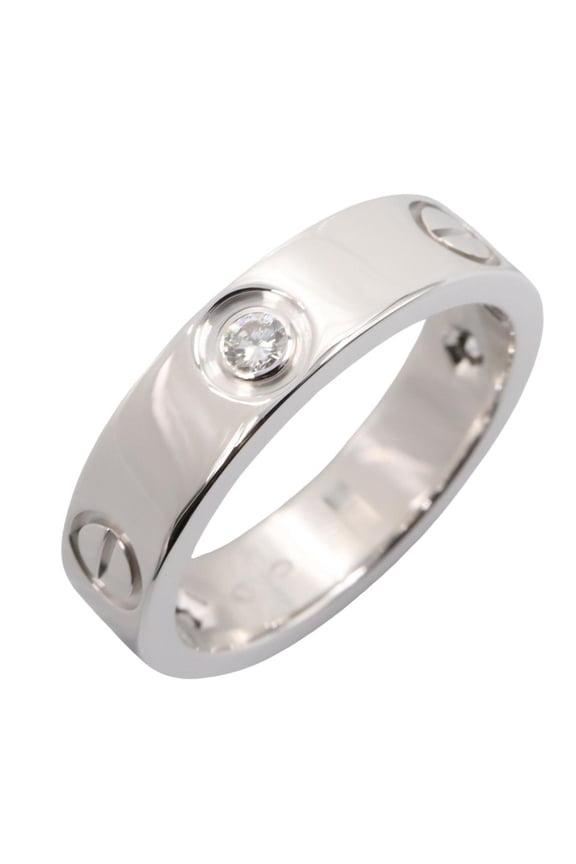 Pre-Owned Cartier Love Ring 3PD - 18K White Gold (18KWG) Diamond for Women Silver/Clear Tone