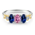 thumbnail image 2 of Gem Stone King 925 Silver and 10K Yellow Gold Ring Pink Moissanite Created Sapphire (1.68 Cttw), 2 of 4