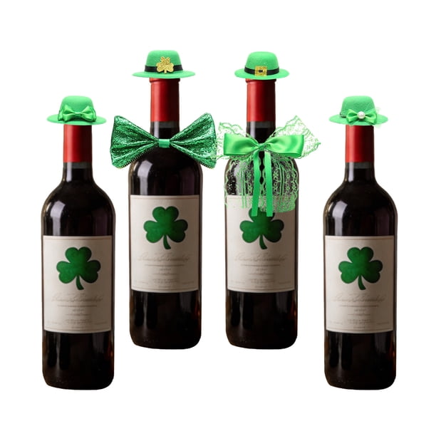 Tapón de botella de vino para el Día de San Patricio, plástico verde 3,15 in • Diseño de duende trébol • Sellado hermético que preserva la frescura del vino • Regalo para decoración de bar de fiesta