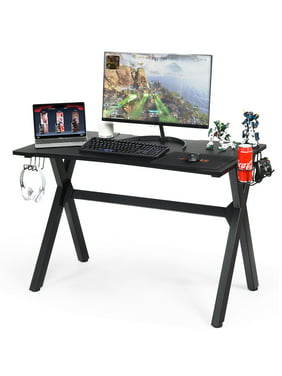 Costway Gaming Desk Computer Desk Table w/Cup Holder & Headphone Hook Gamer Workstation
