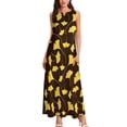 thumbnail image 3 of Yellow Ginkgo Biloba Dress Summer Leaves Print Street Style Boho Beach Long Dresses Ladies Pattern Kawaii Maxi Dress Large Size, 3 of 7