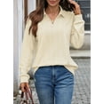 thumbnail image 4 of Women'S 2025 Autumn and Winter Solid Color Pullover Sweater Loose Lapel Long Sleeve Top Apricot XXL, 4 of 9