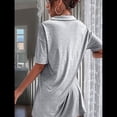 thumbnail image 4 of Vestido de Verano para Mujer, Cuello en V, Corta, Holgado, Informal, con Cuello Tipo Camiseta, Gris, Talla XL, 4 of 6