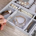 thumbnail image 1 of Velvet Jewelry Display Tray Earrings Bracelets Storage Organizer 18 Stackable Velvet Jewelry Display Grids, 1 of 8