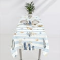 thumbnail image 6 of Beach Coastal Tablecloth, Rustic Striped Background Navy Blue Brown Seashells Coral Reefs Waterproof Fabric Farmhouse Tablecloths for Holiday Home Kitchen Dining Room, Rectangle(60x120in), 6 of 6