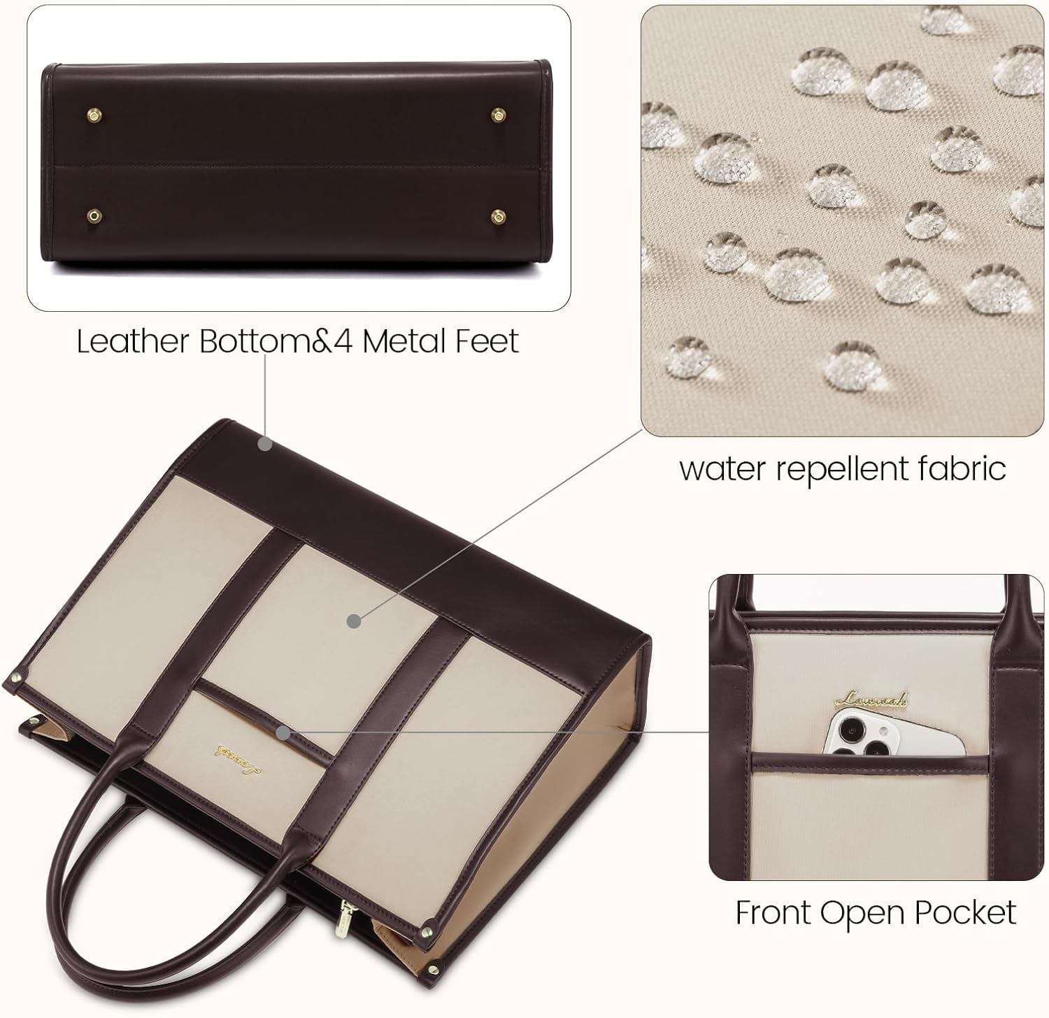 Lovevook Laptop Tote Bag for Women, Lightweight Pu Leather Work Tote Bag with Clutch Purse, Large Computer Bag Briefcase Fit for 15.6" Laptop