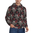 thumbnail image 2 of Fotbe Men's Hoodie with Skull and Red Roses Pattern - Kangaroo Pocket Pullover Hooded Sweatshirt, Perfect for Daily Wear, Travel, and Home-4X-Large, 2 of 7