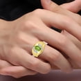 thumbnail image 3 of RYLOS Yellow Gold Plated Silver Ring 8X6MM Oval Gemstone &  Diamond Unisex Rings Peridot August Birthstone Ring Size 11, 3 of 7