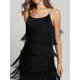 thumbnail image 1 of Vestido De Tirantes Finos Vestido de tirantes finos para mujer, borlas, vestidos de fiesta de noche, Vestidos (negro S) Cgtredaw Para estrenar, 1 of 1