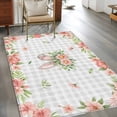 thumbnail image 2 of Area Rugs for Living Room Bedroom, Pink Floral Easter 4'x6' Rug Washable Carpet Runner Indoor Outdoor, Spring Flowers Grey Plaid Pastoral Non Slip Accent Floor Mats Rug for Kitchen, Office, 2 of 8