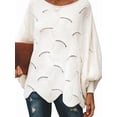 thumbnail image 3 of Chandail Grande Taille pour Femmes Col Rond Décontracté Chandail Ample Style Confortable Blanc 5TG, 3 of 7