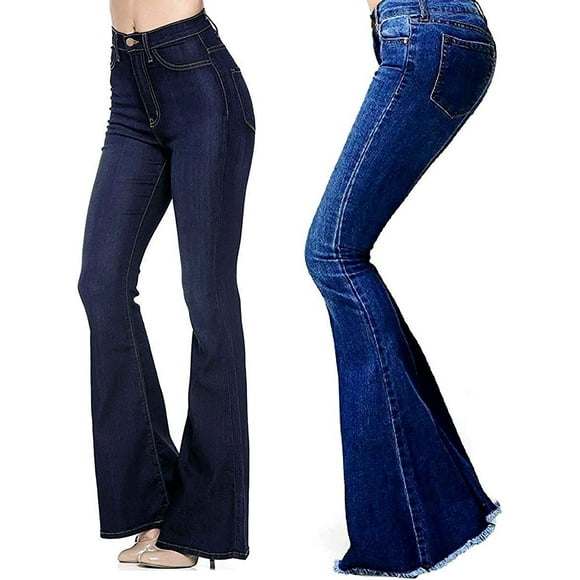 Jack David / Sweet Look Taille Haute Juniors Womens Plus 70 S Évasé Bell Bas Bootcut Pantalon Jean