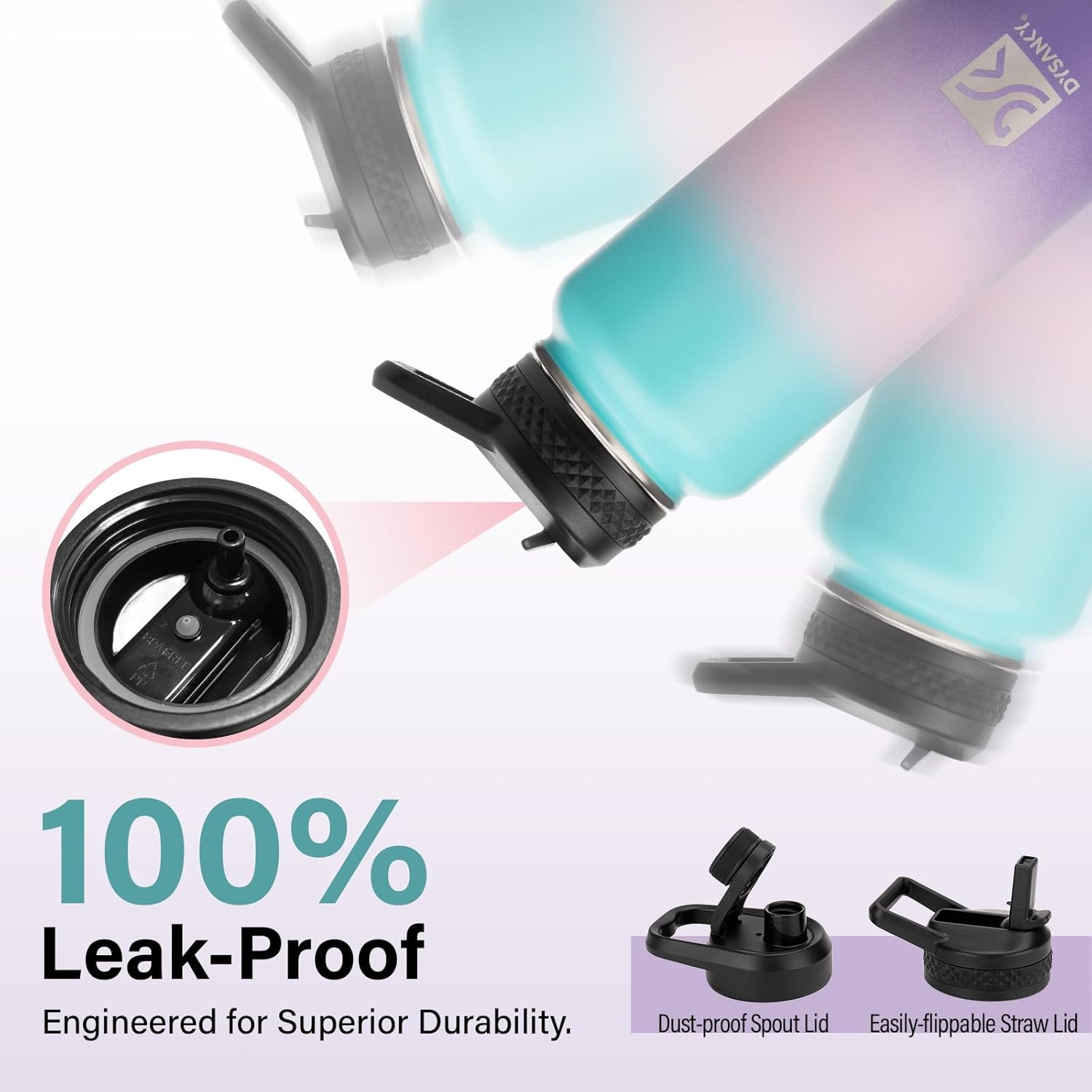 Water Bottle | Thickened Stainless Steel Vacuum Metal | Portable Sports Water Jug for Gym and Hiking with Straw, Carrier Bag, Handle Strap | BPA-Free 32 oz, Black