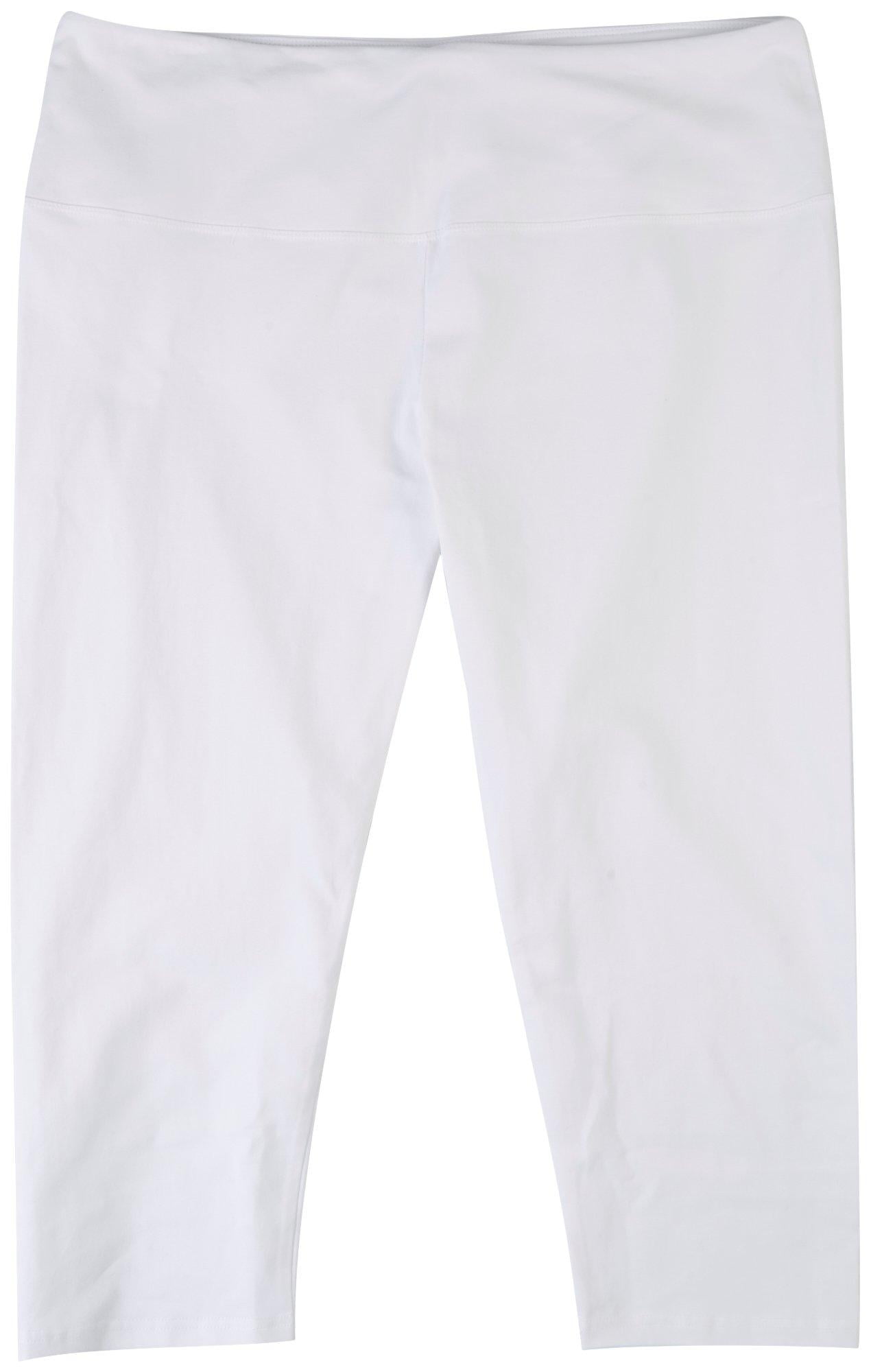Khakis & Co Womens Suave Solid Flat Front Capri Leggings 2X White ...