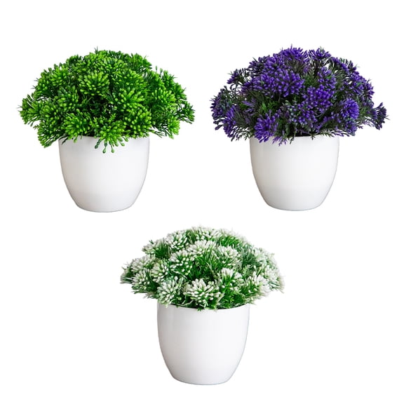 6.5in. Artificial Mixed Grass Plant in White Planter - Set of 3
