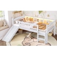 thumbnail image 5 of Bellemave Twin XL Loft Bed with Slide, Low Loft Bed with Bookcase, Twin XL Loft Bed with Ladder & LED Lights, Solid Wood Loft Bed Twin XL with Full-Length Guardrails, White, 5 of 13