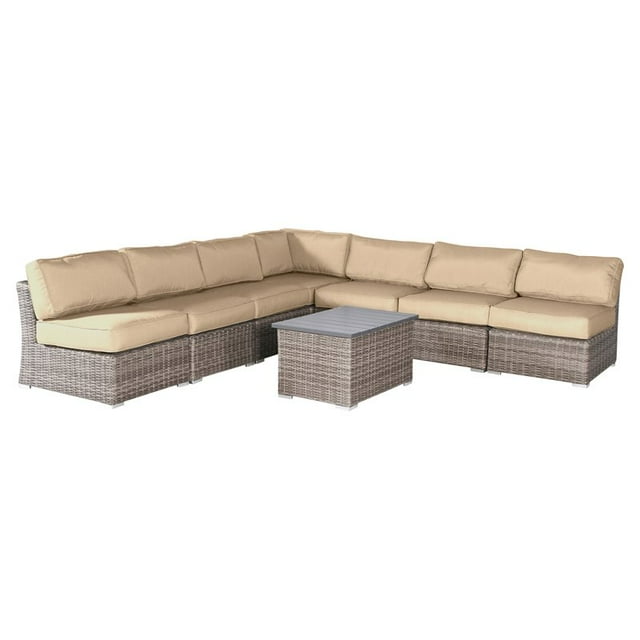 Living Source International 8-Piece Sectional Set with Cushions in Gray/Beige