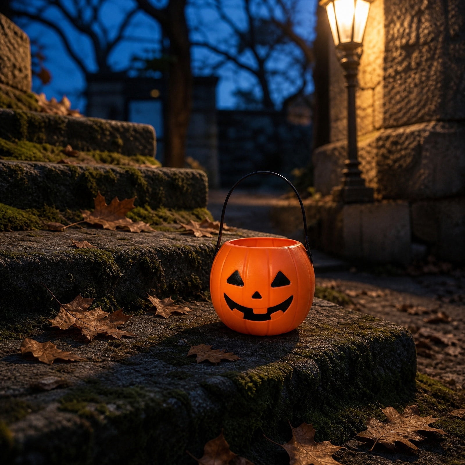Classic Jack O Lantern Halloween Decorations Candy Bucket Two Size Options, Durable Plastic Pumpkin Pail with Handle for Porch Candy Station Tabletop Displays