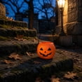 thumbnail image 3 of Kumdkdwn Halloween Pumpkin Candy Bucket – 4.7" Plastic Trick or Treat Pail – Classic Jack-o'-Lantern Candy Holder with Handle for Party Favors, Fall Decor & Kids Costumes, 3 of 7