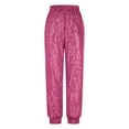 thumbnail image 5 of Sequin Pants Women Sparkle Joggers Elastic High Waisted Sparkly Pants Holiday Party Glitter Trousers Disco Dance Clothes 2026, RD2 & Size S, 5 of 7