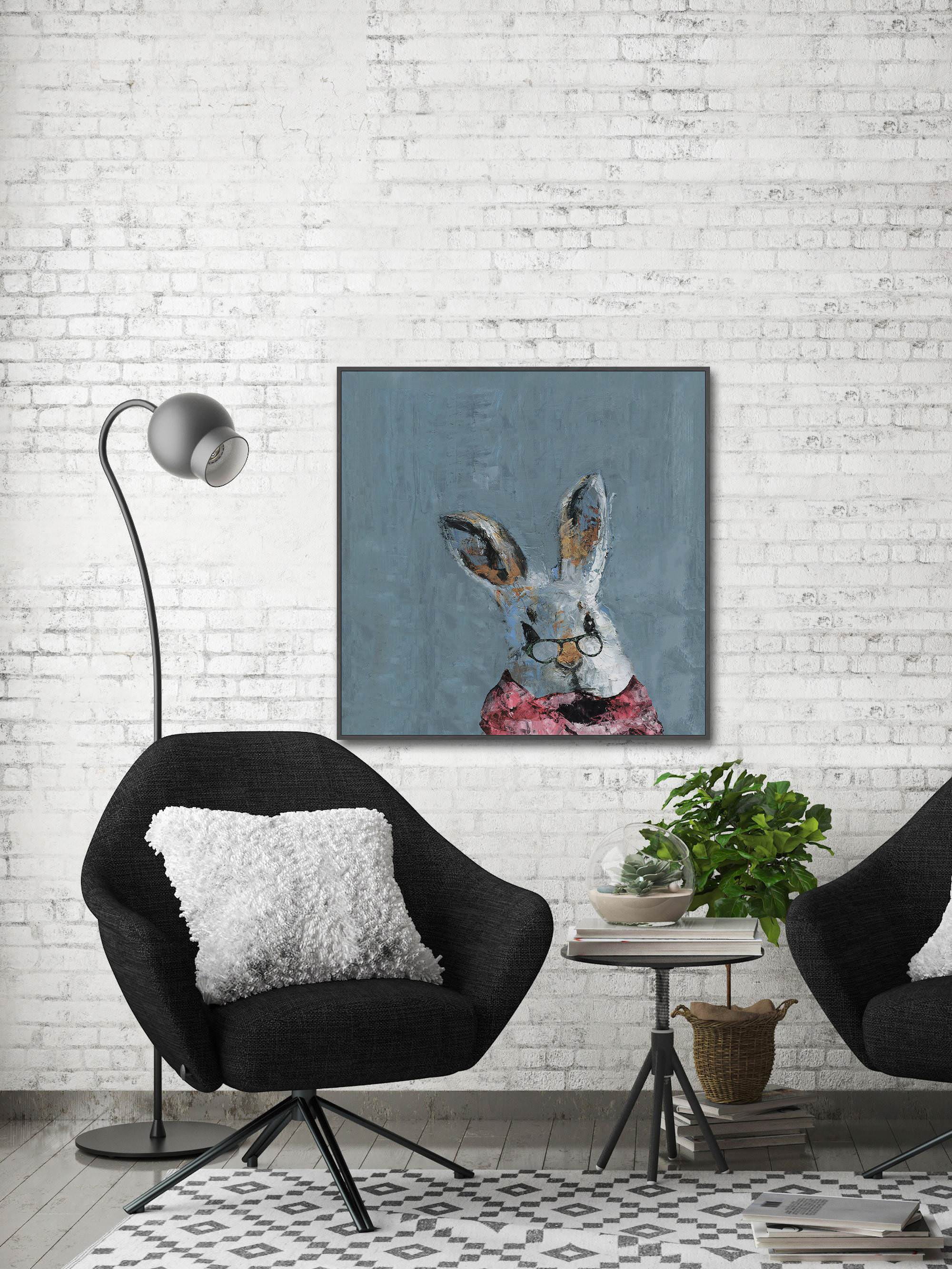 Granny Bunny Floater Framed Painting Print on Canvas