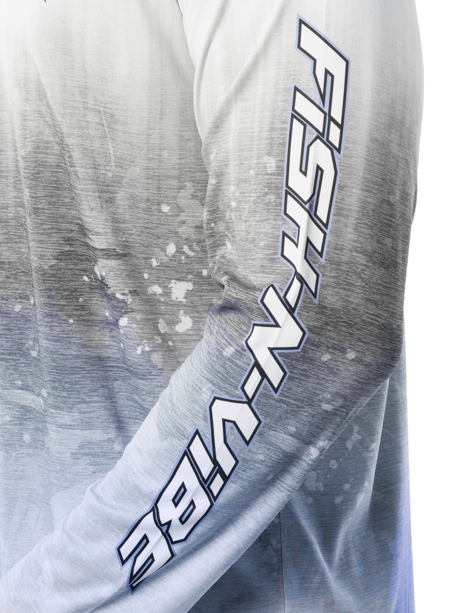 Fish N Vibe Men's Long Sleeve Performance UPF 30 Fishing Graphic Hoodie, Rainbow Canvas - Off-White, L