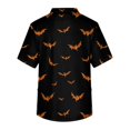 thumbnail image 4 of Domuza Scrub Top Men Plus Size V-Neck Short Sleeve Spooky Horror Print Carer Top Soft Comfort Stretch Working Uniform with Chest Pockets Black 5XL, 4 of 5