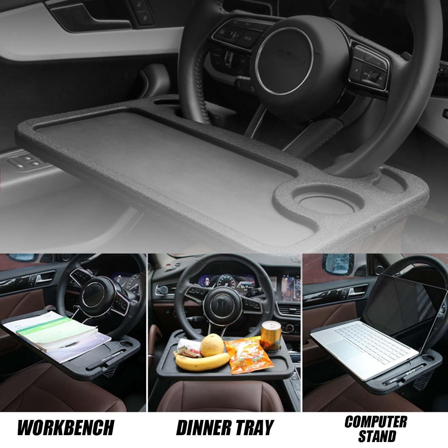 Turbo Track Tray, Turbotrack Tray, 2 in 1 Car Steering Wheel Tray,  Portable Travel Car Seat Tray, Food Tray for Car, Car Trays for Eating, Work