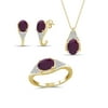 7 3/4 Carat T.G.W. Ruby And White Diamond Accent 14K Gold over Silver 3-Piece Jewelry set