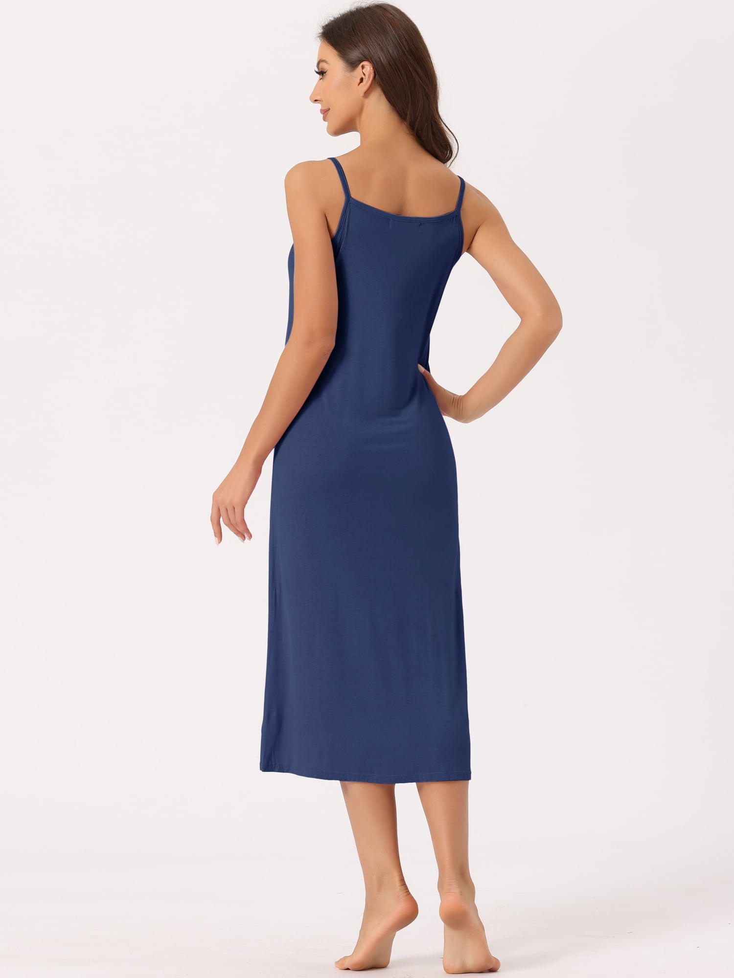 DARING DIVA Women's Spaghetti Strap Full Slip Midi Under Dress M Navy Blue