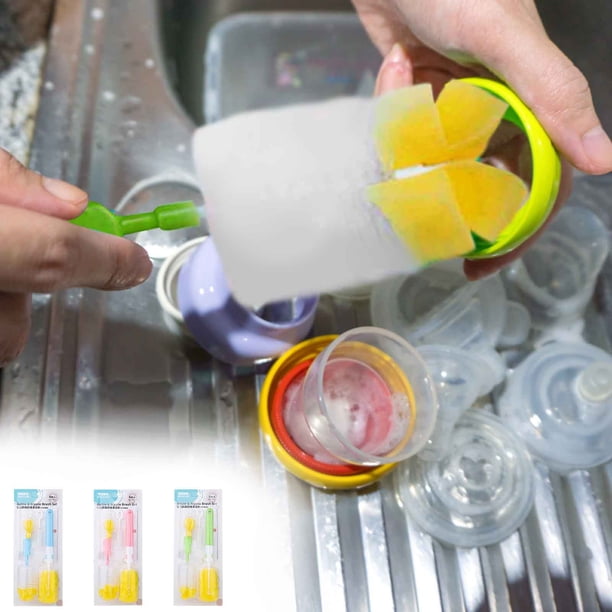 Cepillo para limpiar vasos de vino con cabeza de esponja y mango largo - Cepillo para vasos de botella para café Cristalería de té - Herramienta de limpieza de cocina con mango de plástico