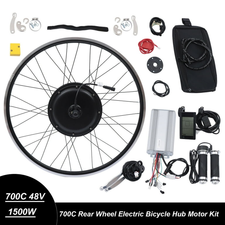 700C Black Rear Wheel Electric Bicycle Conversion Kit 48V 1500W E