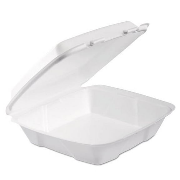Dart Foam Hinged Lid Container, Performer Perforated Lid, 9 x 9.4 x 3, White, 100/Bag, 2 Bag/Carton