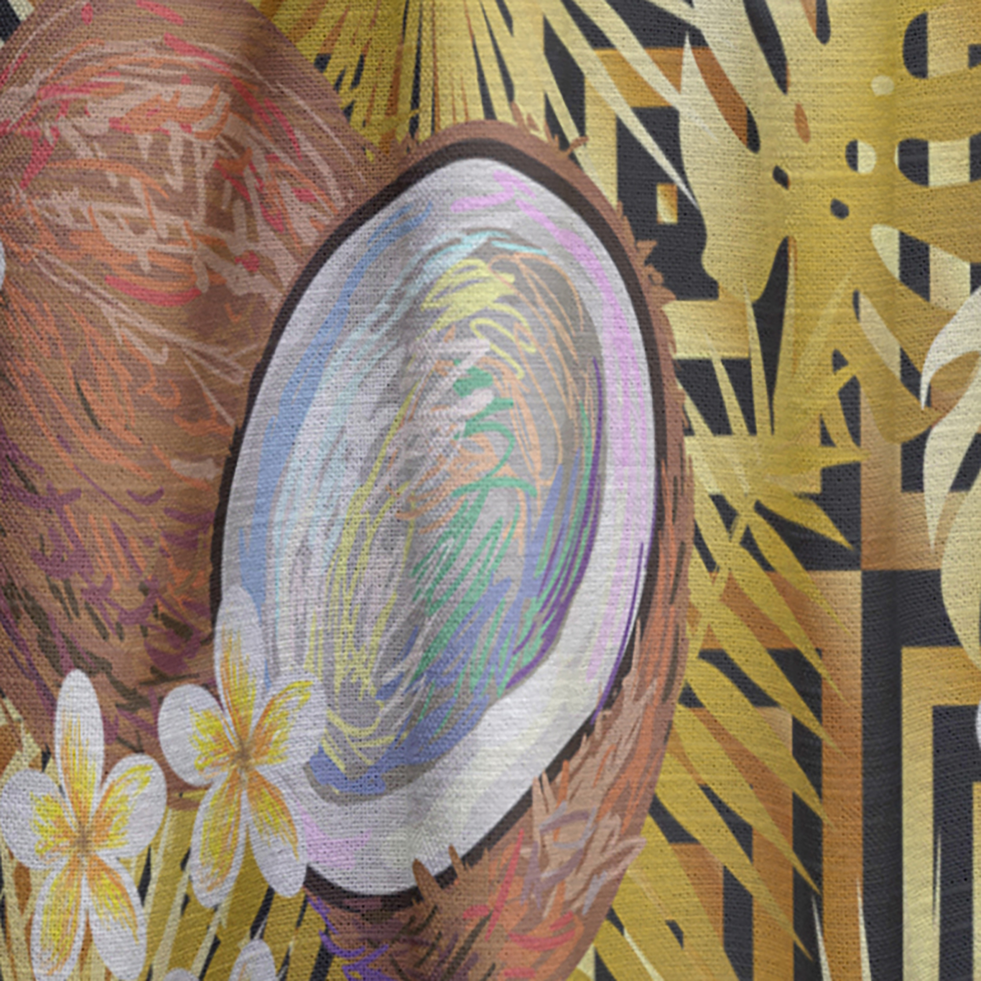 Designart 'Coconuts and Flowers With Tropical Pattern' Tropical Curtain Panel
