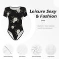 thumbnail image 6 of Naloa Rose Flowers Women's Short-Sleeved Onesie, One-Piece Swimsuit for Parties, dates, clubs - Small, 6 of 9