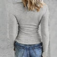 thumbnail image 6 of larppty Womens Long Sleeve Stretch Crewneck Ribbed T-Shirt Fitted Casual Basic Tops (Grey, XL), 6 of 7