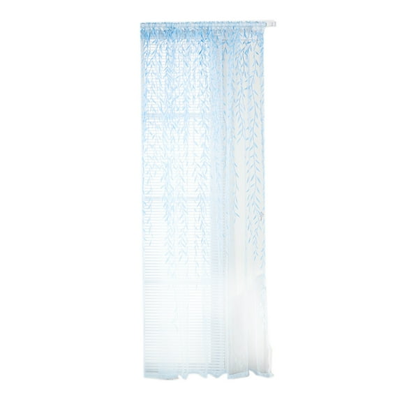 Hiroekza Sheer Curtain Panels 96 Inch Long - Polyester Voile Sheer Curtains for Living Room, Bedroom, Outdoor - Elegant Floral Pattern 1 Panel 94 x 55 Inch Blue