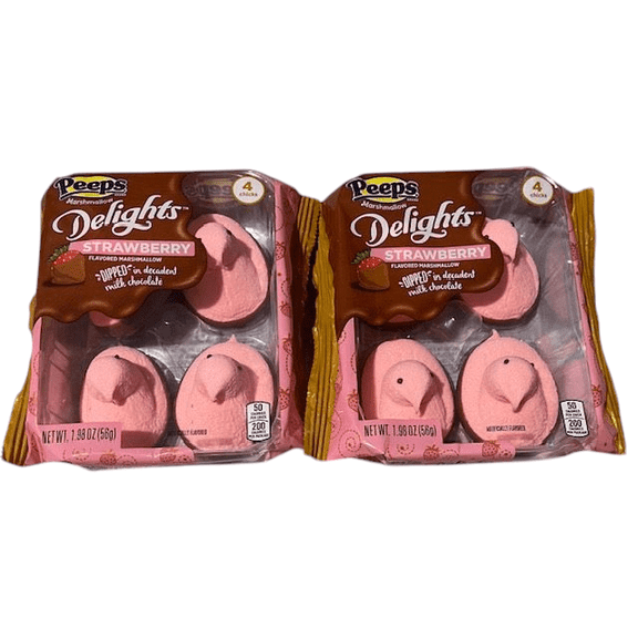 PEEPS Marshmallows Delights Srawberry Chicks Dipped in Chocolate 1.98 oz Pack of 2