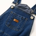 thumbnail image 6 of KIDSCOOL SPACE Baby Girls Denim Overalls,Toddler Boys Adjustable Ripped Fashion Jeans Workwear,Deep Blue,18-24 Months, 6 of 7