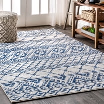 JONATHAN Y MOROCCAN HYPE 5 x 8 Area Rug, Boho Vintage Tribal - Cream/Blue, MOH103A-5