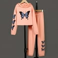 thumbnail image 2 of DHFJKG Girls Crop Hoodies Sweatpants Set Loose Fit Butterfly Print Cropped Sweatshirt Casual Jogger Pants 2 Piece Outfits For Kids 8-12 Years Cozy Sets, 2 of 6