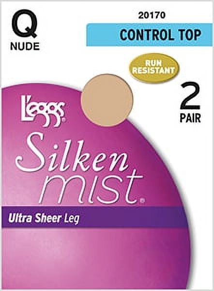 L'eggs Silken Mist Ultra Sheer Control Top Pantyhose, 2 Pack