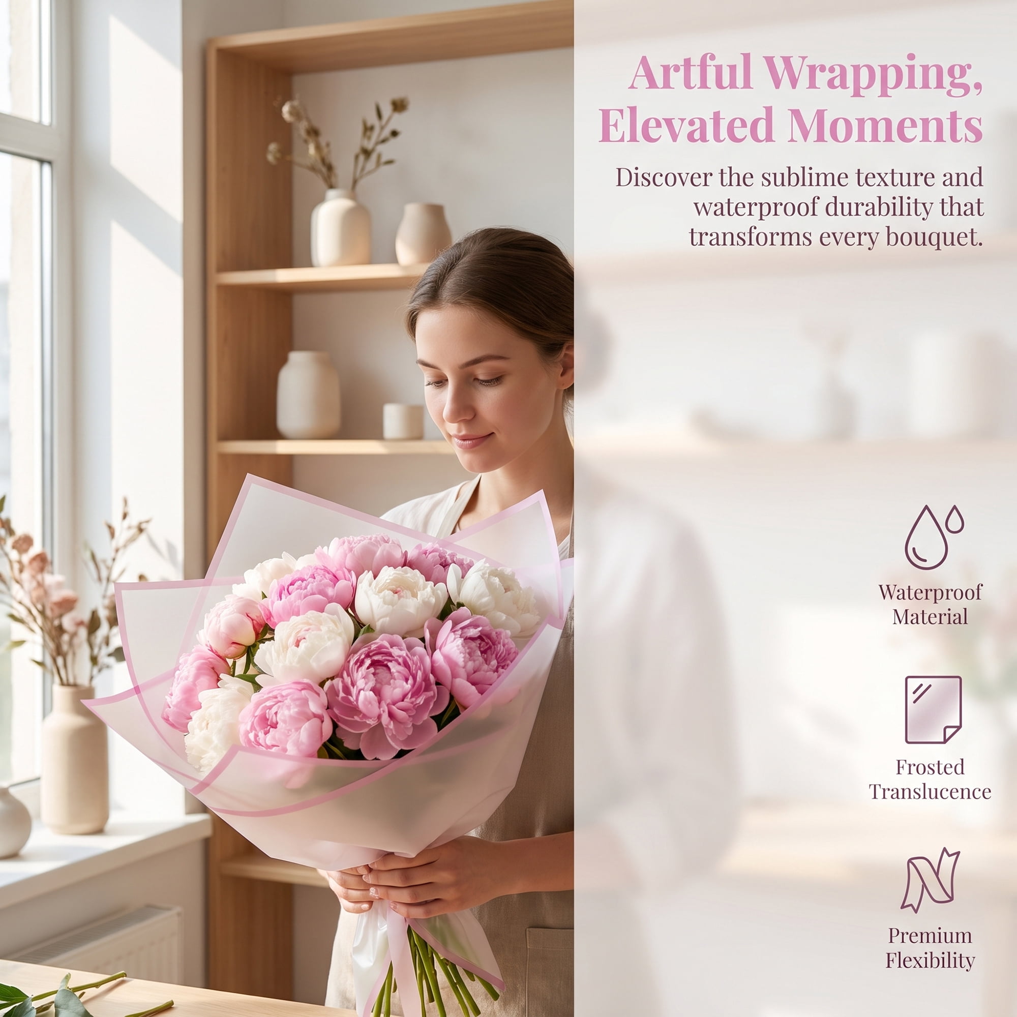 Unique Bargains 20Pcs Waterproof Solid Color Wrapping Paper Light Purple 22.4" x 22.4"