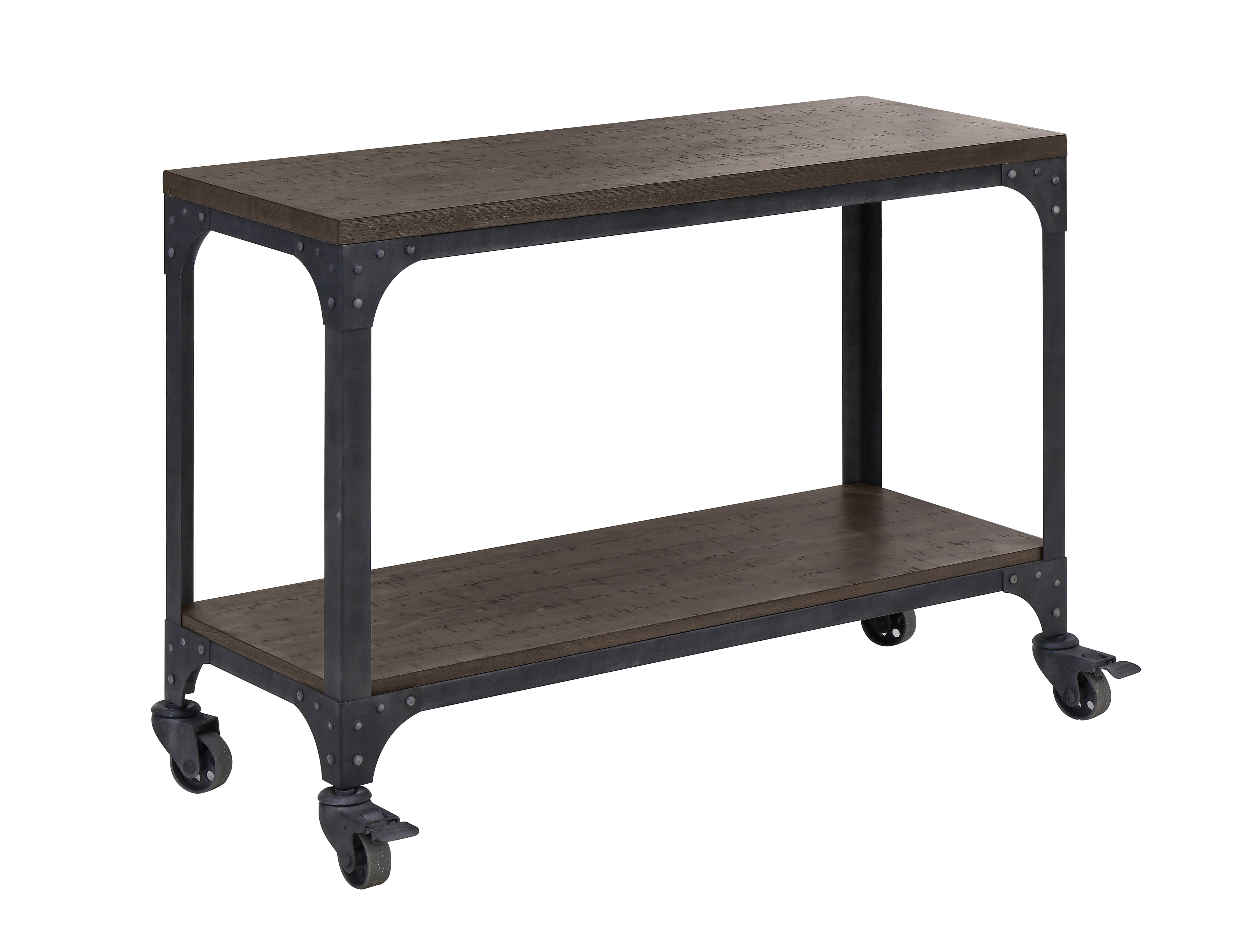 Light Rustic Wood Console Table With Wheels Com