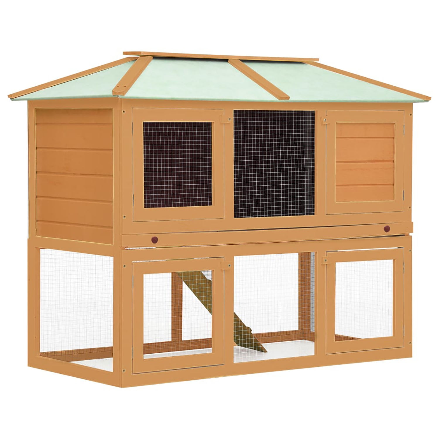 Pefilos 51" Outdoor Rabbit Hutch, Wooden Bunny House Double Floor Small Animal Pet Cage, Orange Pefilos 51" Outdoor Rabbit Hutch, Wooden Bunny House Double Floor Small Animal Pet Cage, Orange