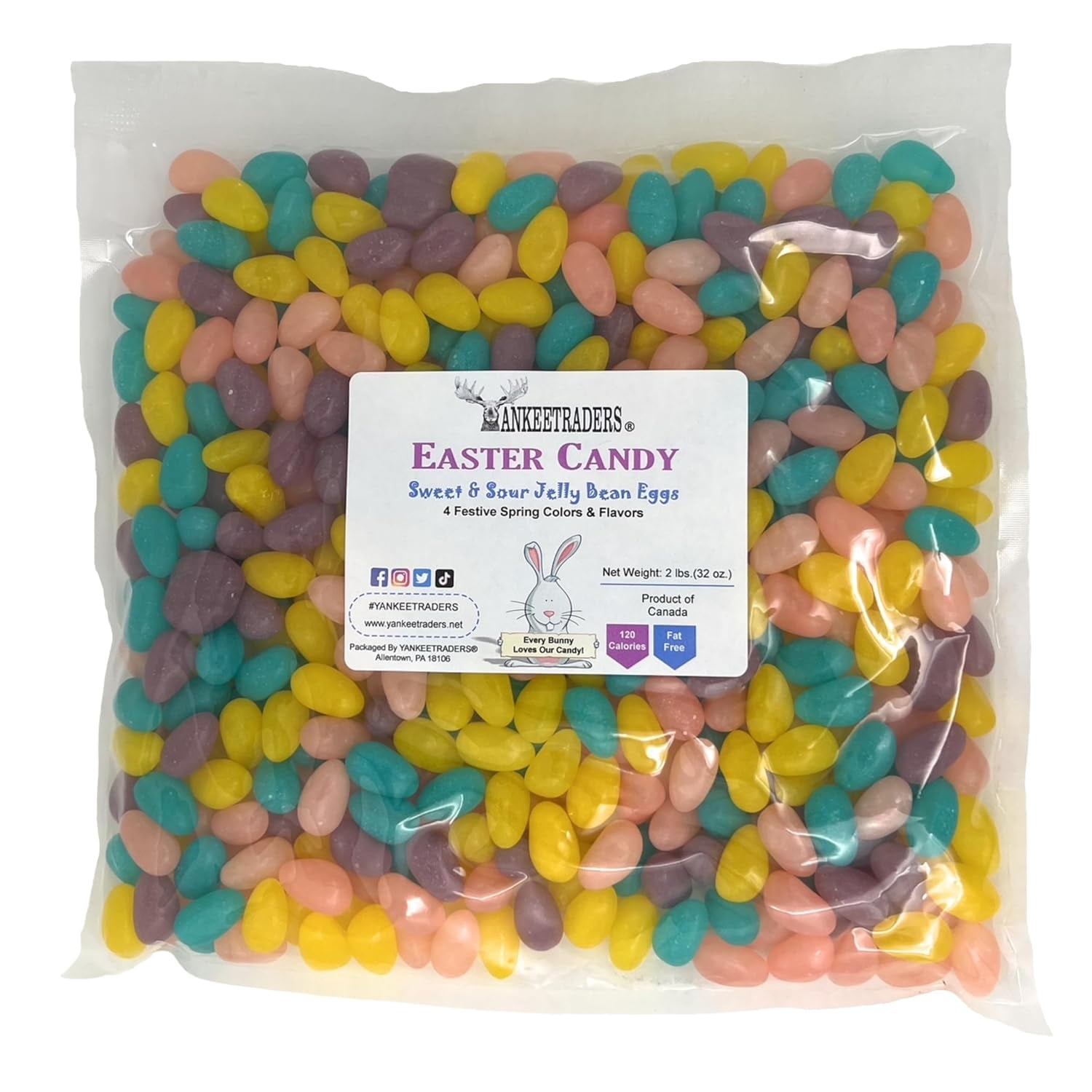 YANKEETRADERS® Sweet and Sour Jelly Bean Eggs, Assorted Fruity Flavors, 2 Pound