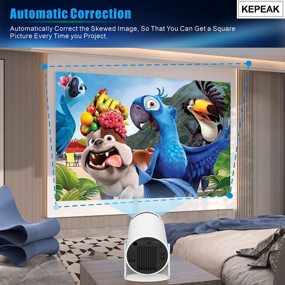 Auto Keystone Mini Portable Projector, 4K/260 ANSI Smart Projector with WiFi 6 BT 5.0, Screen Adjustment, 180 Degree Rotation, Home Video Projector Built-in Android 11.0 OS